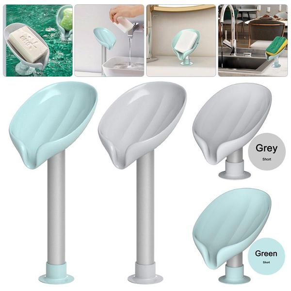 

transparent soap dish creative bathroom storage box leaf-shaped punching drain holder gadget dishes