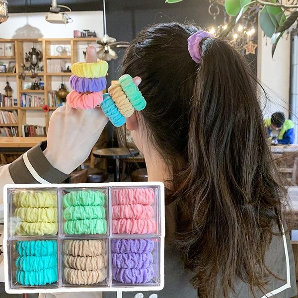 

hair accessories 3pcs/lot korean women girls summer scrunchies sweet candy color elastic ties rope rubber band ponytail holder gifts, Slivery;white
