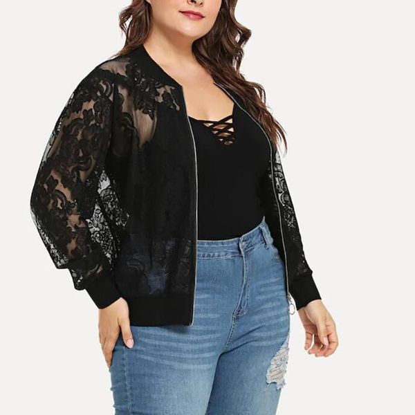 

women's jackets womens cardigan ladies clothes summer hollow solid plus size lace loose shawl cover up long sleeve breathableblouse, Black;brown