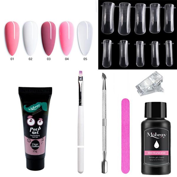 

nail gel poly uv manicure set extend finger builder kit extension acrylic art lamp crystal jelly, Red;pink