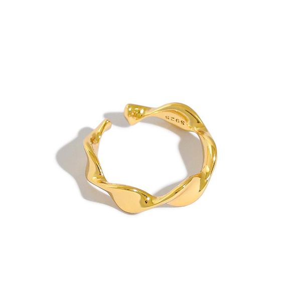 

korean s925 sterling silver open ring ins simple mobius twisted female wild student jewelry girlfriends gift cluster rings, Golden;silver