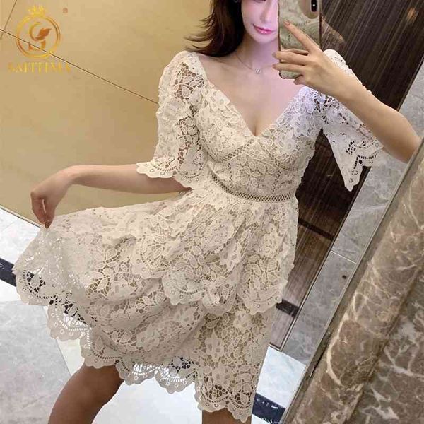 

arrival summer self portrait runway dress hollow short sleeve embroidered white lace dresses vestidos 210520, Black;gray