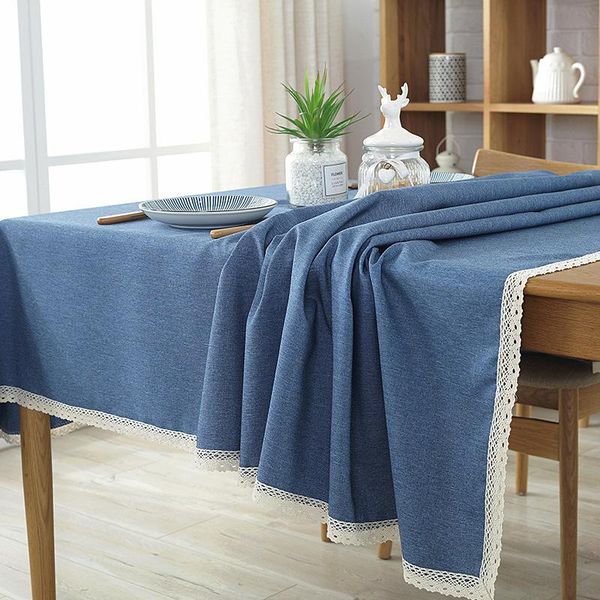 

table cloth 2021 solid linen for el home 1pc modern cover with lace dinner tea tablecloth tv hallway dustproof 8 colors