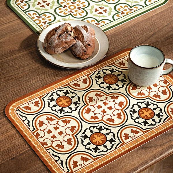 

table cloth rtro mat double side pu leather flower print oil water proof washable party home decoration cover
