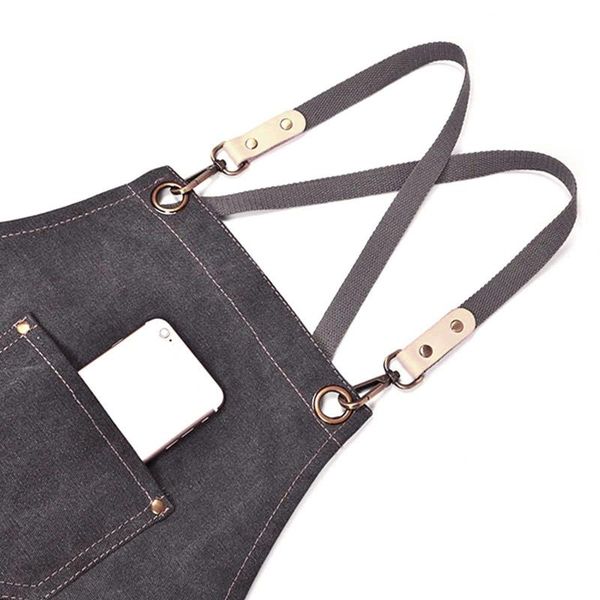 

canvas work apron, multifunction tool aprons with pockets back cross workshop apron for carpenters gardener barber chefs y5jc
