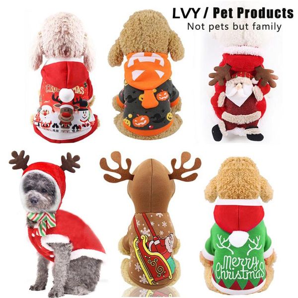 

pet dog christmas clothes santa claus riding a deer jacket coat pets apparel costumes for small dogs
