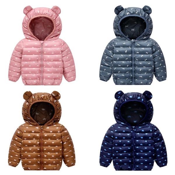 

baby girls boys parka light kids jacket hoodie duck down coat winter children spring fall toddler outerwear 2-6 year, Blue;gray