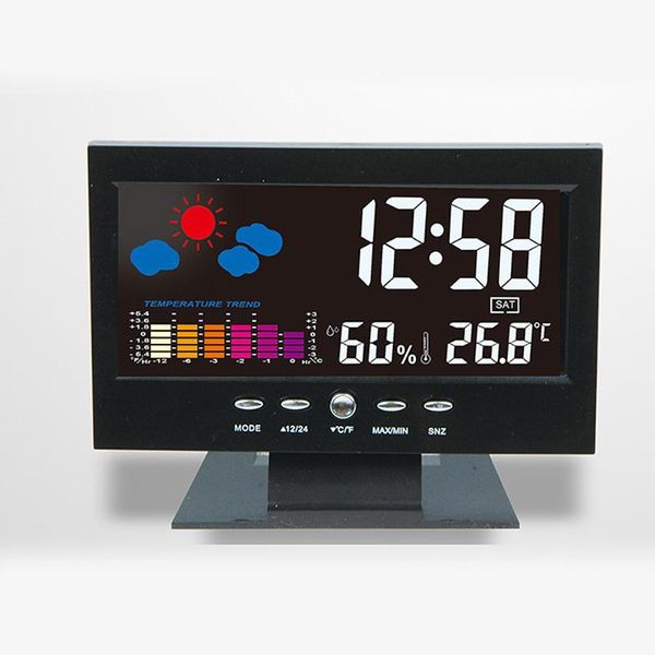 

desk & table clocks large color screen lcd digital alarm clock deskweather forecast snooze temperature humidity backlight