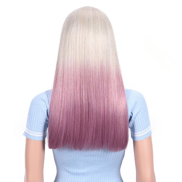 

synthetic wigs bella cospaly wig pink blonde color dark root straight hair 18inch for black women cosplay high temperature