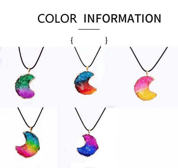 

natural stone crystal moon alloy pendant necklace diy jewelry accessories, Silver
