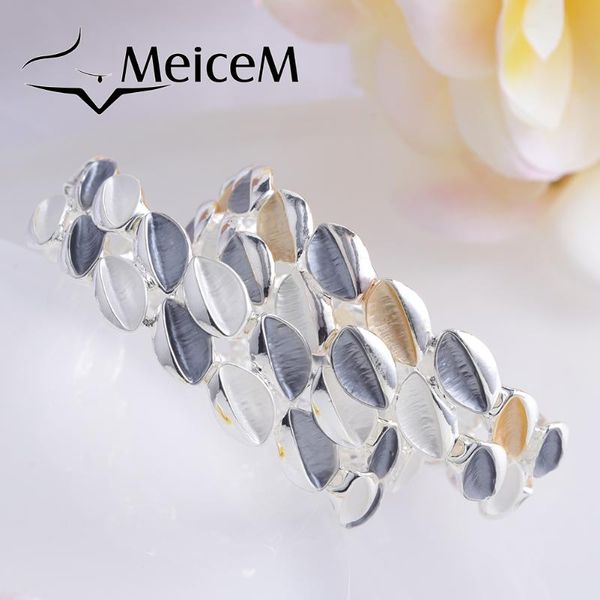 

beaded, strands meicem trendy zinc alloy adjustable elastic wire bracelets bangle enamel irregularity geometric bracelet for women girls, Black