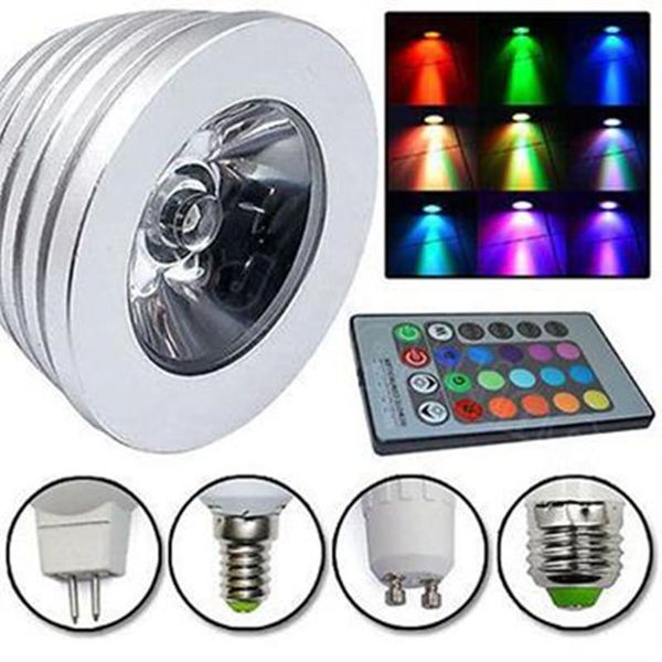 

bulbs e27 3w 90-240v 16 colors changing rgb led lamp spot light bulb spotlight with 24key remote control