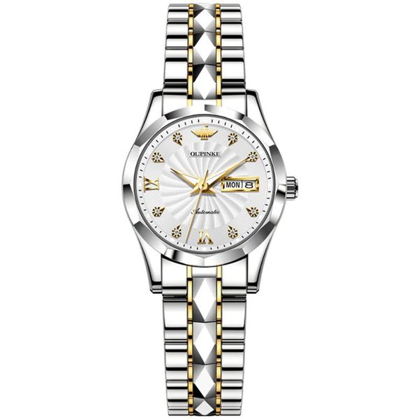 

wristwatches oupinke women mechanical watches waterproof automatic watch ladies sapphire wristwatch for woman zegarek damsk, Slivery;brown