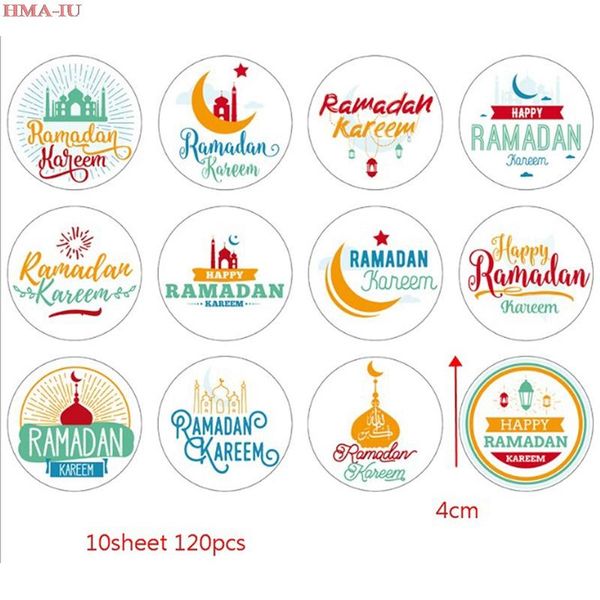 

120pcs ramadan eid mubarak decorations paper sticker gift lable seal wrap