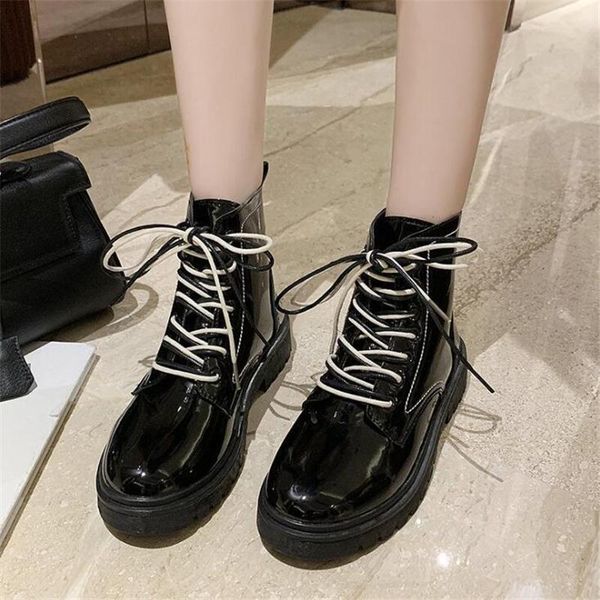 

boots spring autumn women ladies female brand leather fashion casual designer luxury ankle shoes woman for, Black