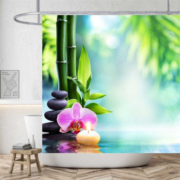 

shower curtains zen garden decoration washable bathroom peace stone flower polyester fabric curtain waterproof cortinas rideau