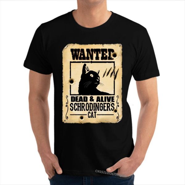 

schrodingers cat.pet wanted.dead alive men print tees short sleeve family design quality, White;black