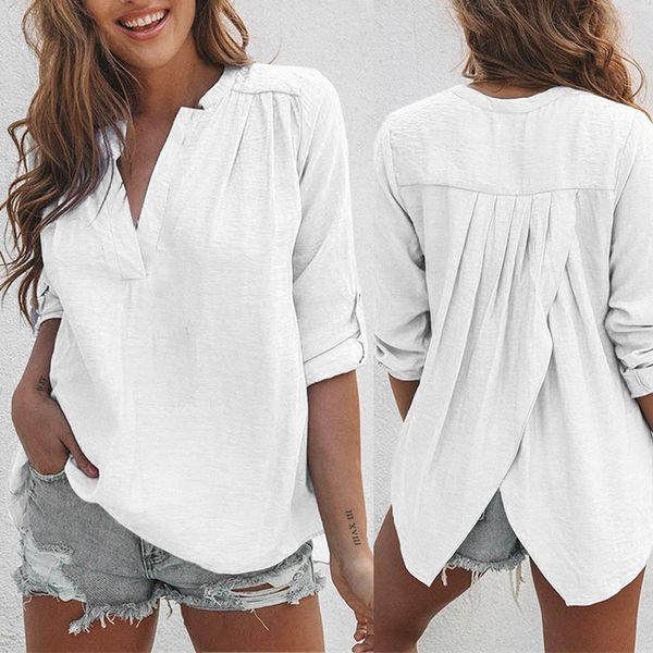 

women shirts and blouses 2020 feminine blouse long sleeve casual white turn-down collar ol style women loose blouses x0521