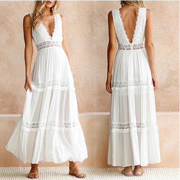 

maternity dresses smdppwdbb women deep v neck elegant white lace backless hollow out summer long maxi female clothing