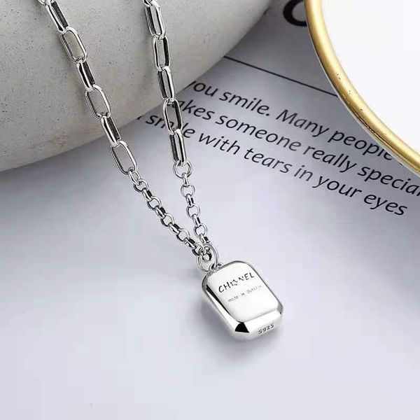 

chains yun chao xuan's s925 sterling silver korean fashion cool street wind chain pendant cuboid clavicle sweater