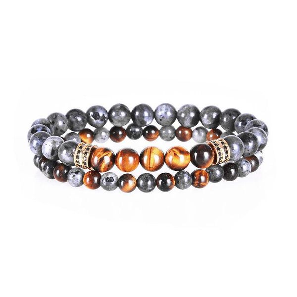 

charm bracelets 2021 beads stone bracelet buddha bangle men labradorite micro inlay zircon 2pcs/set, Golden;silver