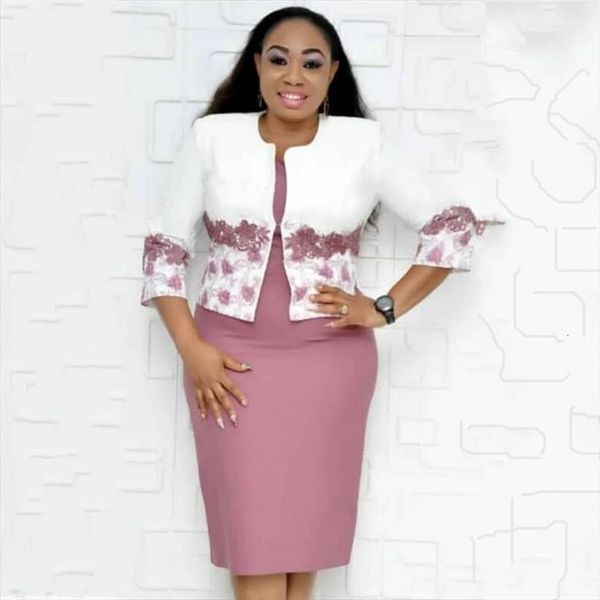 

elegant 2 piece sets office womens camis plus size dress summer autumn midi casual o neck bodycon dresses vestidos, White