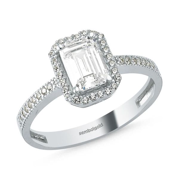 

cluster rings sembolgold bagette white gold single stone ring 1.00 fashion luxury charm wedding gemstone diamond engagement women, Golden;silver