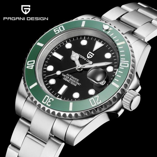 

wristwatches 2021 pagani design 40mm luxury mechanical watches men's business automatic watch brand stainless steel waterproof clock, Slivery;brown