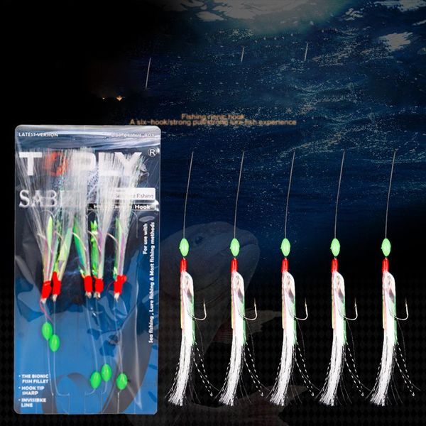 

fishing hooks 5pc bait equipment mackerel barbed wire hook bass code lokt sea tackle