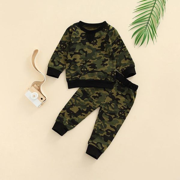 

clothing sets focusnorm 0-4y autumn baby boys causal clothes 2pcs camouflage print long sleeve pullover sweatshirt pants, White