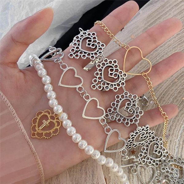 

chokers fashion heart chain choker necklace for women collar goth necklaces aesthetic jewelry christmas party girl accessories, Golden;silver