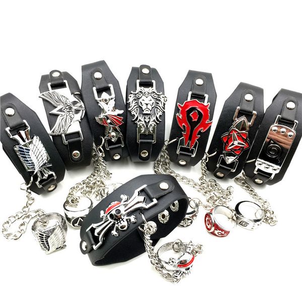

key chain popular online game animation attack giant pirate king leather bracelet men's, Silver