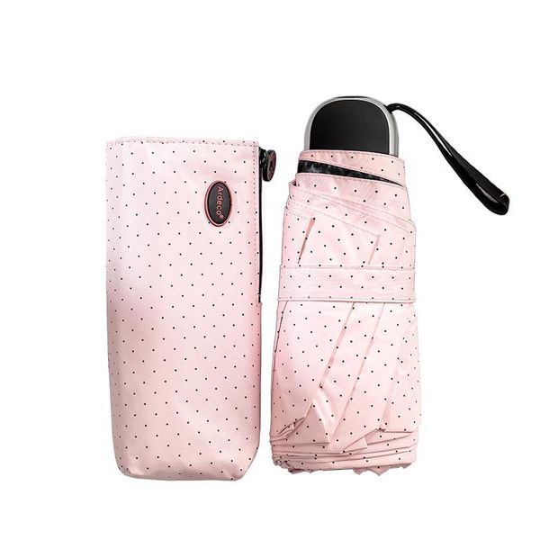 

umbrellas brand fashion dot design women rain umbrella five-folding pocket female anti-uv sun tri-fold parasol