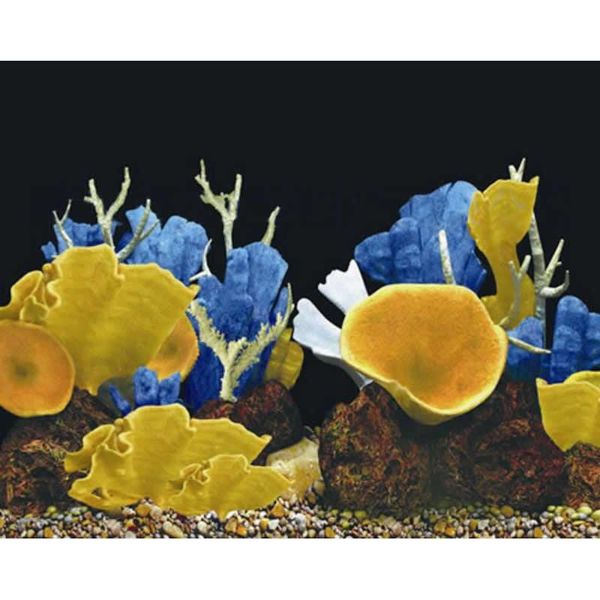 

decorations 9097 23.3" x 60" double sided aquarium decoration picture poster fish tank background sea world / golden mushroom