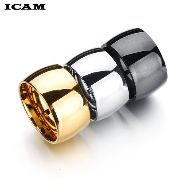 

designer rings icam 12mm no fading 24k classic engage wedding 1.2cm yellow gold ring filled 316l titanium steel for men and women, Golden;silver