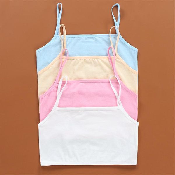 

4pc lot kids underwear 100% cotton girls tank candy color undershirt singlet baby camisole bra sport, Blue