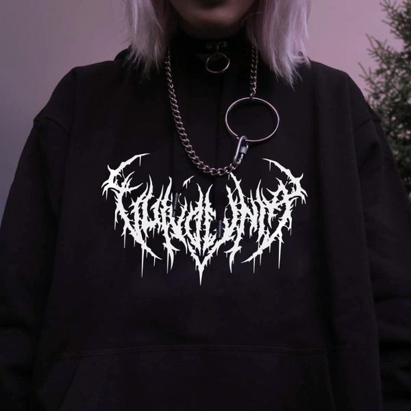 

women's hoodies & sweatshirts summer female punk gothic hooded plus size dark letter fun harajuku vintage casual hip-hop women ulzzang, Black
