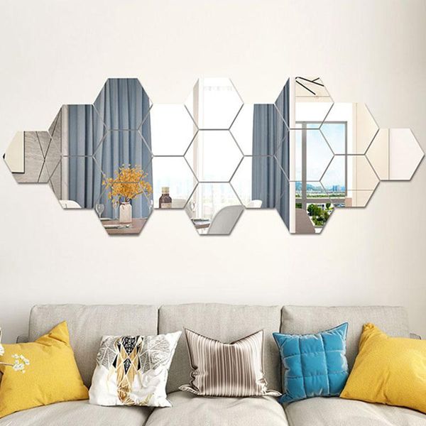 

mirrors removable acrylic mirror diy setting wall sticker hexagon home decor stickers art party decoration
