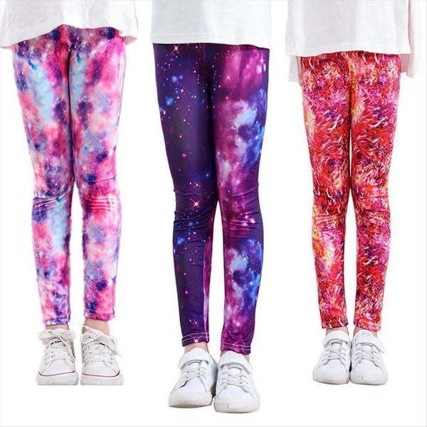 

girls floral leggings for kids printed skinny elastic pants children stretchy trousers slim 1 to 8years, Blue