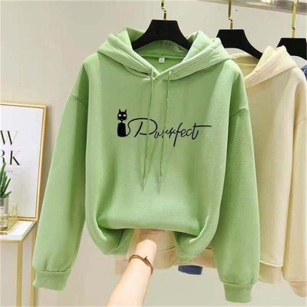 

women's jackets female sweatshirt prints cat candy color hood autumn long sleeve wool hoodie kawaii girls students lwjl, Black;brown