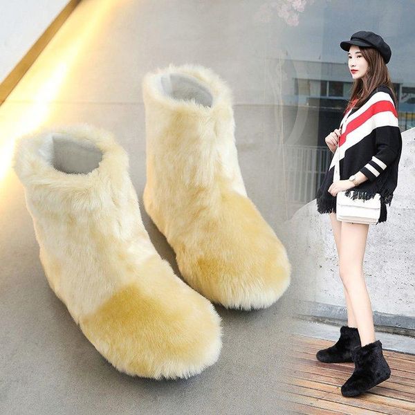 

boots snow female 2021 winter wild cotton plus velvet fur women's shoes women botas mujer, Black