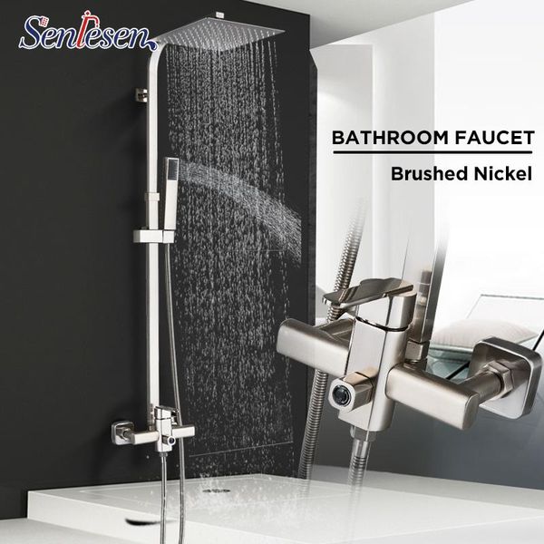 

senlesen ultra-thin 8'' shower head faucet ceramic hand single handle mixer water tap para bathroom bath sets
