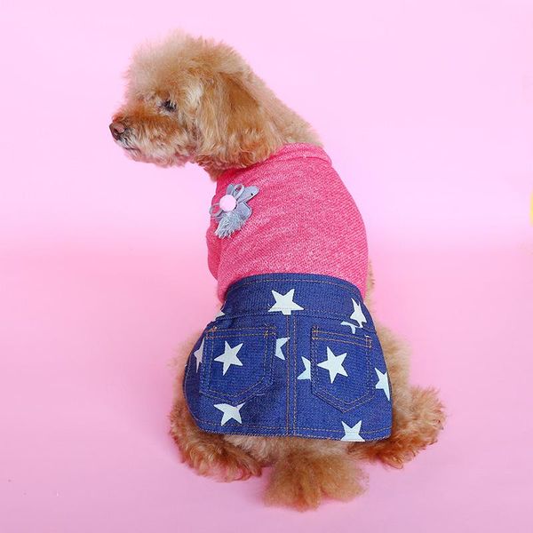 

dog apparel clothes spring thin casual denim skirt dress cat pet pomeranian bear small teddy xs s m l xl