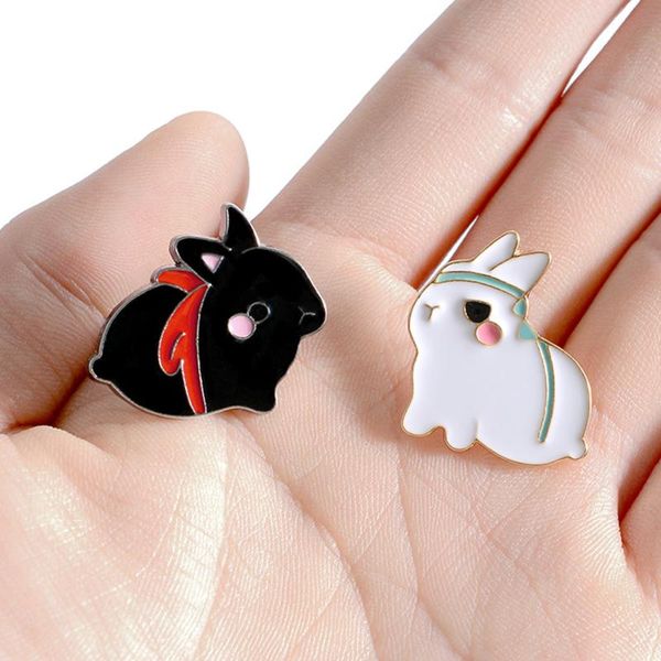 

pins, brooches kawaii enamel pin black white brooch bag clothes lapel button badge cartoon animal jewelry gift for friends, Gray