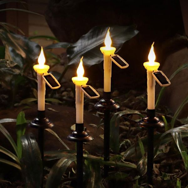 

lawn lamps 4pcs solar simulation candle lights for garden waterproof lamp smokeless stakes
