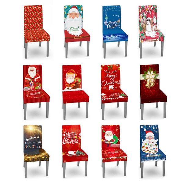 

chair covers elastic printing dining slipcover christmas polyester seat case stretch room for home xmas party banquet