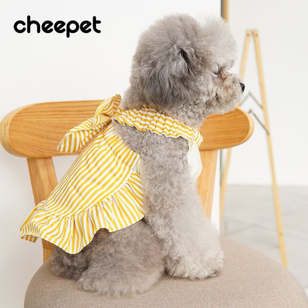 

pet bow skirt summer teddy dog drs striped princs pet thin cat