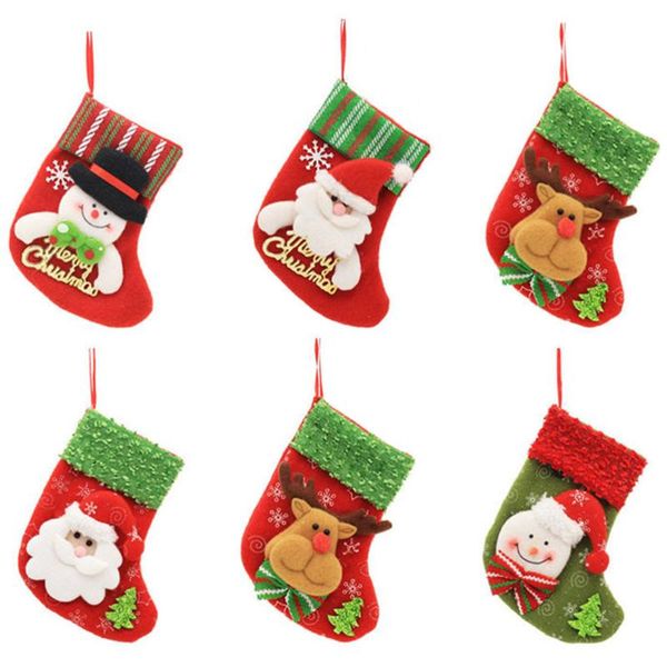 

christmas decorations 1 set 6 pcs stockings tree pendants multipurpose gift bags