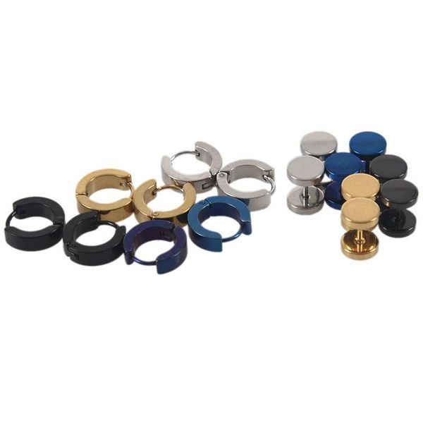 

stud earrings hypoallergenic hoop piercings, 8 pairs, Golden;silver