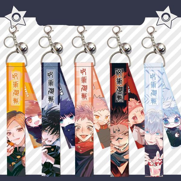 

keychains japanese anime jujutsu kaisen keychain backpack accessories bag decoration car key pendant mobile phone hang rope keyring gift, Silver